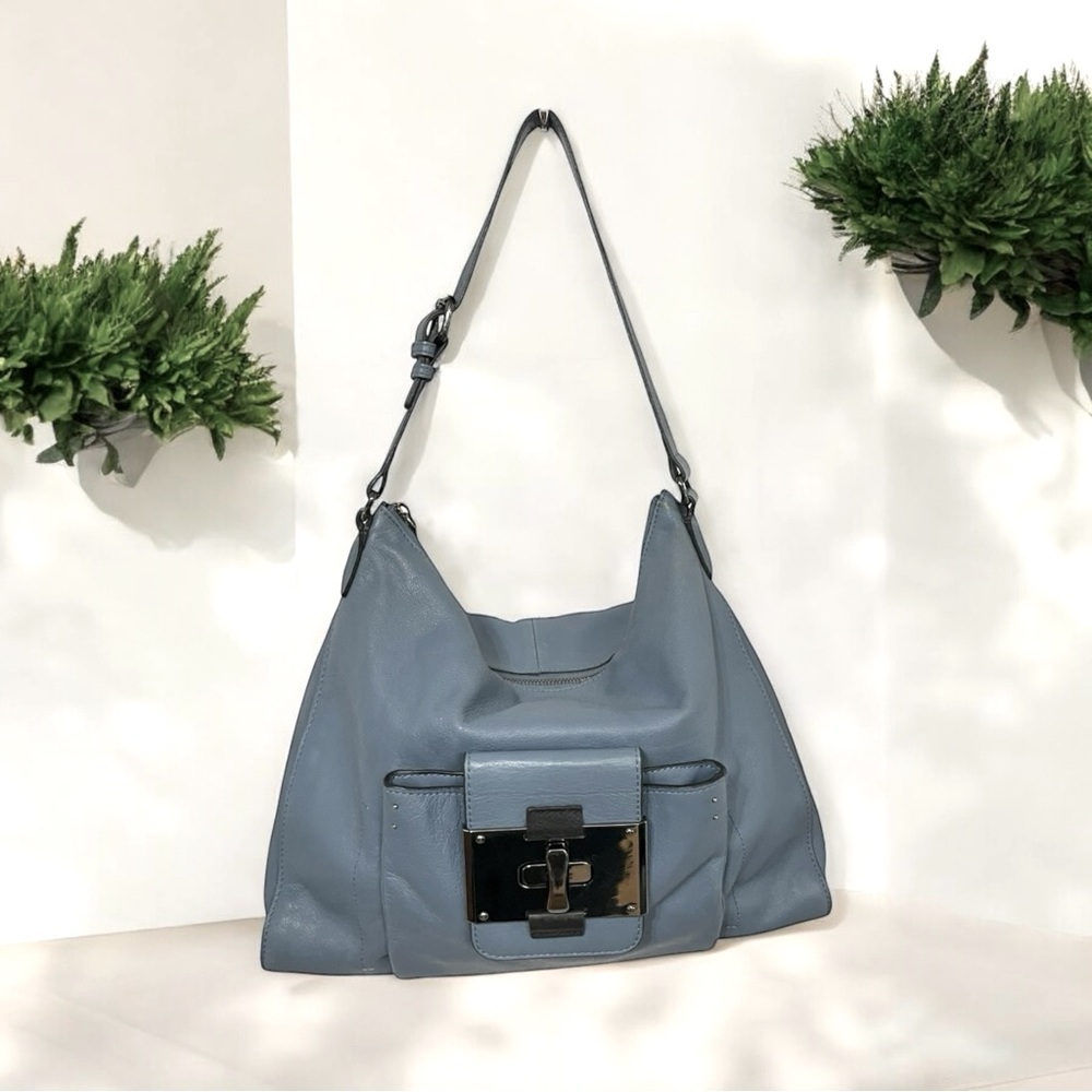 Oh by Joy Grayson 100% Cow Leather Hobo Purse, Blue Shoulder Bag